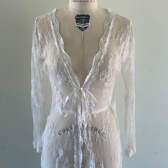 Jackets & Blazers - White bohemian lace shawl/ robe